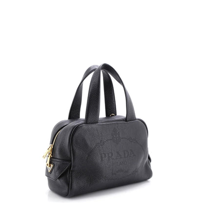 Prada Logo Bowler Bag Perforated Leather Medium
