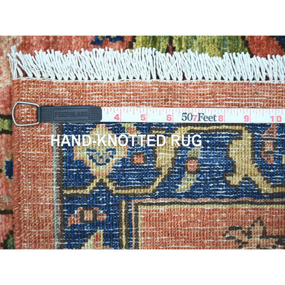 3'2"x11'6" Red Peshawar Bijar Garus Design Hand Knotted Wool Runner Rug