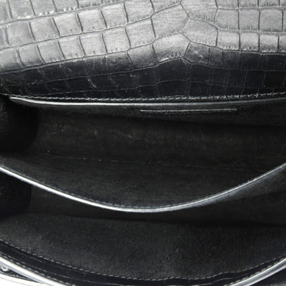 Saint Laurent Sunset Crossbody Bag Crocodile Embossed Leather Medium