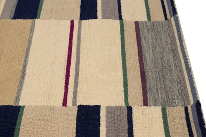 Thick Pile Hand-Tufted Wool Multicolored Stripes