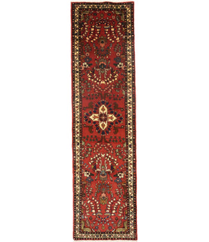 Handmade Vintage Oriental Runner Rug Red Floral