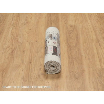 2'X3'1" White Hand Knotted Modern Lori Buft Animal Figurines Wool Mat Rug