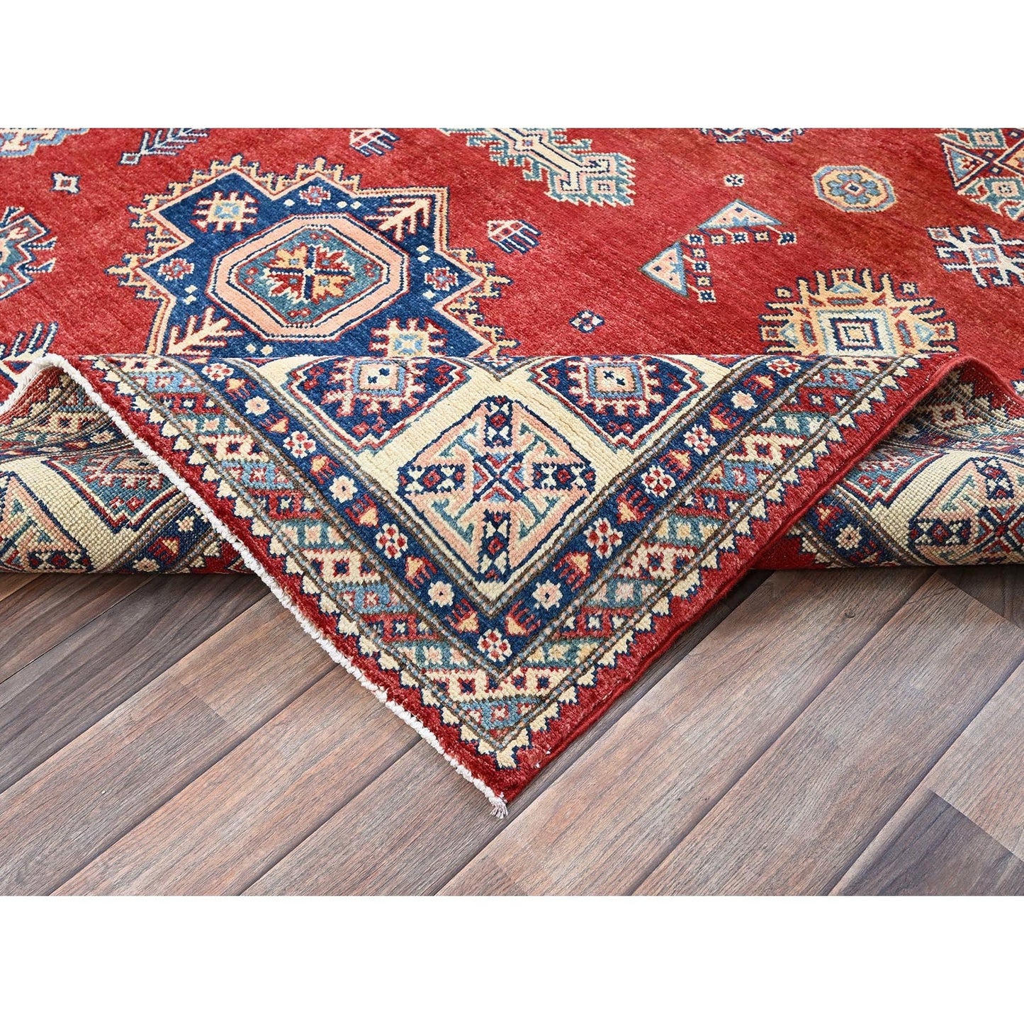 6'X9' Red Afghan Special Kazak Medallions Design 100% Wool Hand Knotted Rug