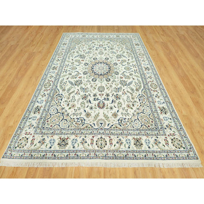 8'10"X12'3" Huron White Hand Knotted Nain Vibrant Wool Oriental Rug