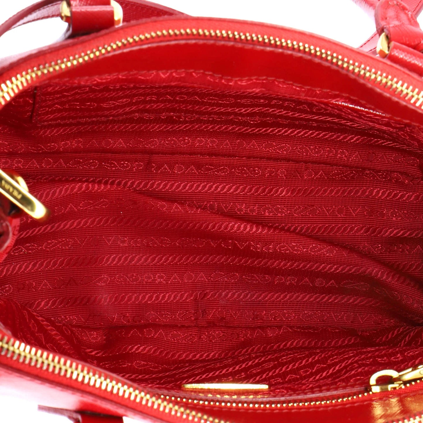 Small Prada Double Zip Lux Tote Vernice Saffiano Leather