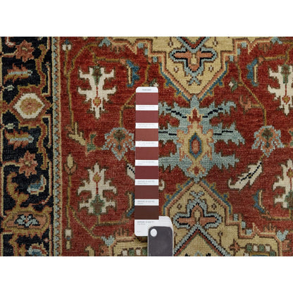 2'7"X8' Chili Red Heris Revival New Zealand Wool Hand Knotted Runner Rug