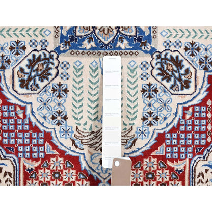 7'3"X10'9" Red New Zoroastrian Nain Soft Wool And Silk Hand Knotted Rug