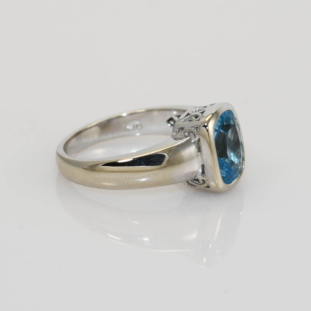 14K White Gold Blue Topaz Ring, 2.50Ct, 6G