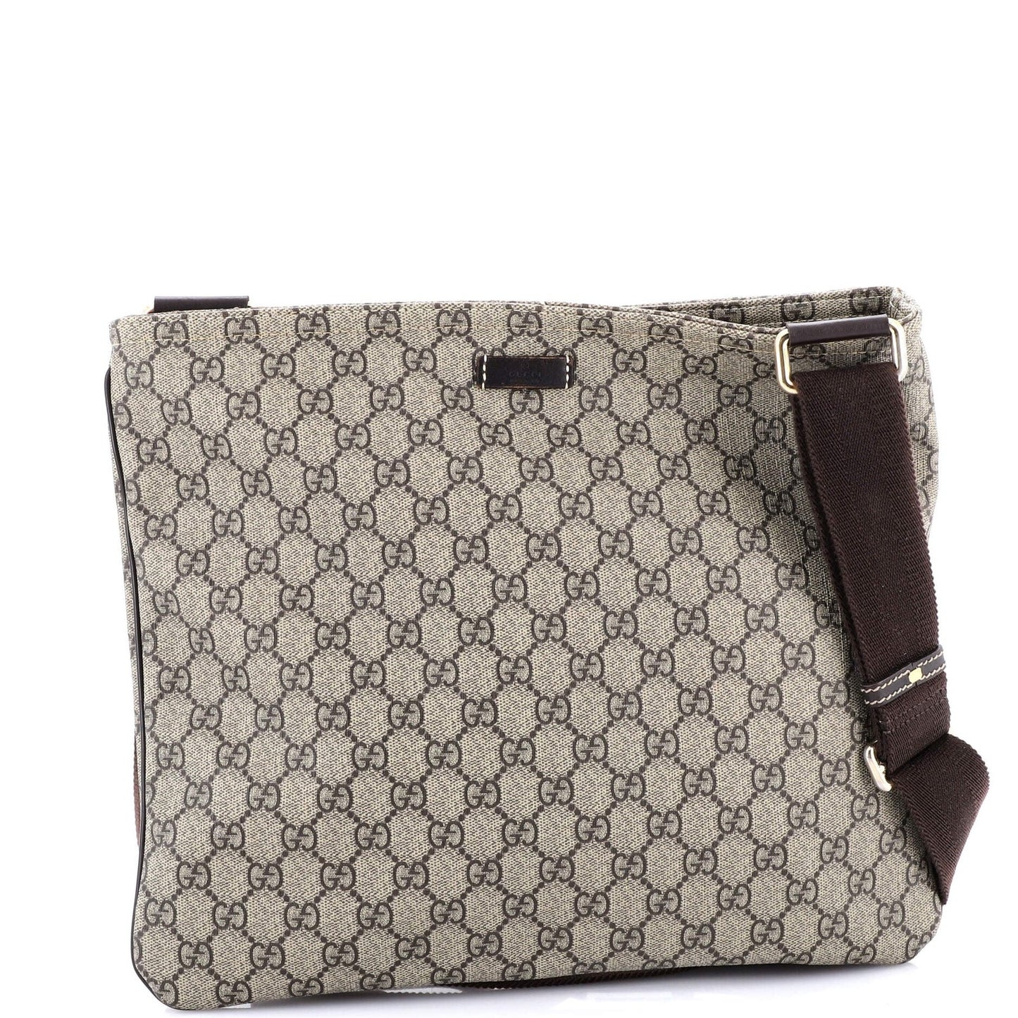 Gucci Zip Top Messenger Bag Gg Coated Canvas Large