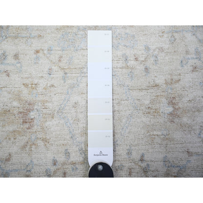 2'4"X10'2" Ceramic Ivory White Wash Peshawar Wool Hand Knotted Runner Rug