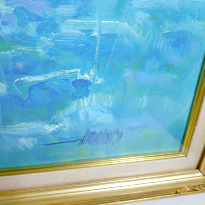 Blue Impressionist Art Rainy Landscape Oil Painting by Alfredo Candela