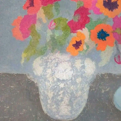 Signed British - Bernard Myers Original Oil Pastel Drawing - Flowers and Pears