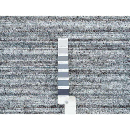 8'1"X8'1" Gray Wool Hand Loomed Modern Striae Design Square Oriental Rug