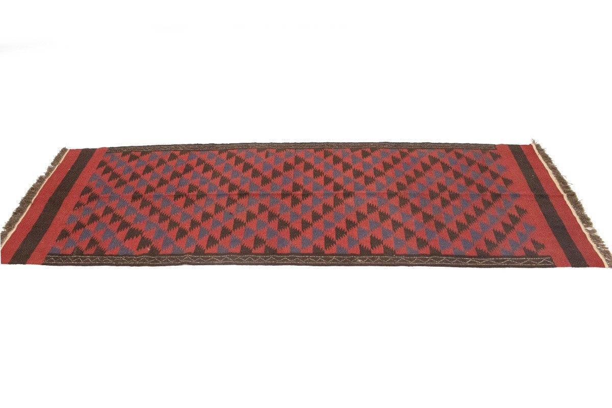4'7X12'6 Vintage Kilim Sumak Runner Rug Tribal Flat-Weave Oriental Carpet