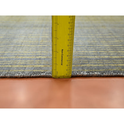 9'2"X12'4" Gray Mid Century Inspired Line Design Wool Hand Knotted Rug