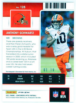 Anthony Schwartz Autographed 2021 Panini Contenders Optic Rookie Ticket Gold Pri