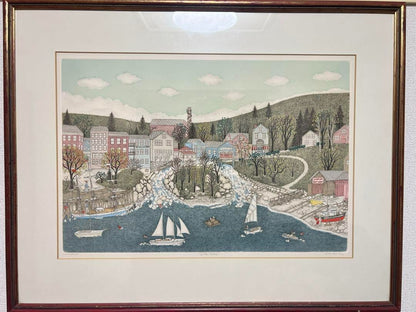 Cuca Romley "Little Falls" Limited Edition Lithograph Hand Signed Numbered Frame