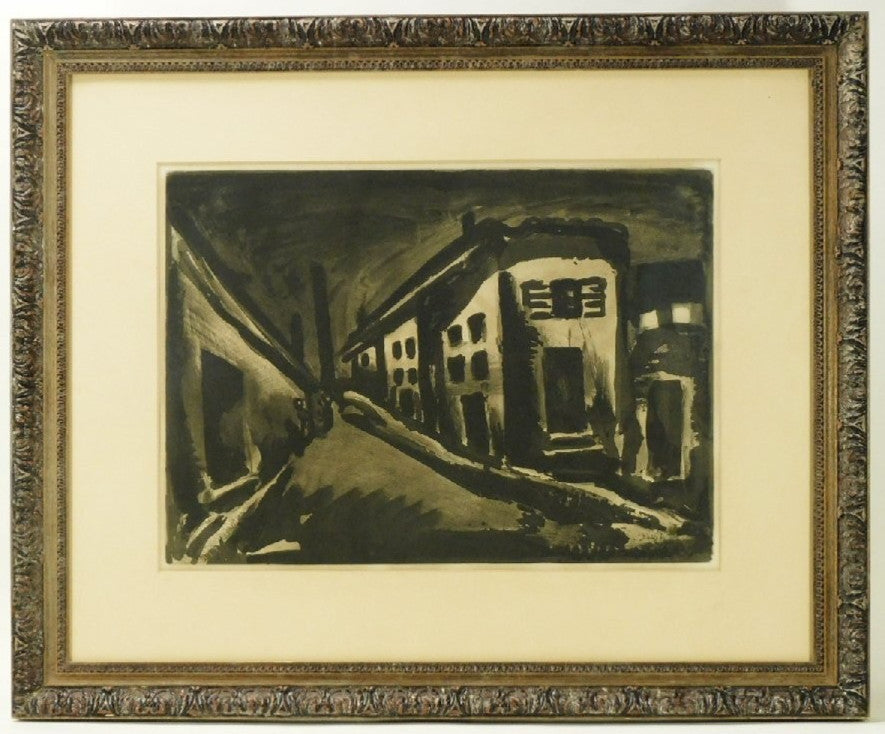 Georges Rouault "Solitary Man (Street)" Miserere Etching 1922  Framed Signed