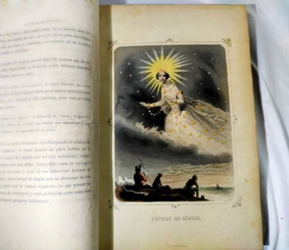 1849 J.J. Grandville Les Toiles 1St Edition Rare Hand-Colored Plates Leather