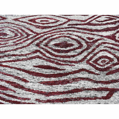 8'10"X11'9" Red Thick Man Made Silk Modern Design Hand Knotted Rug