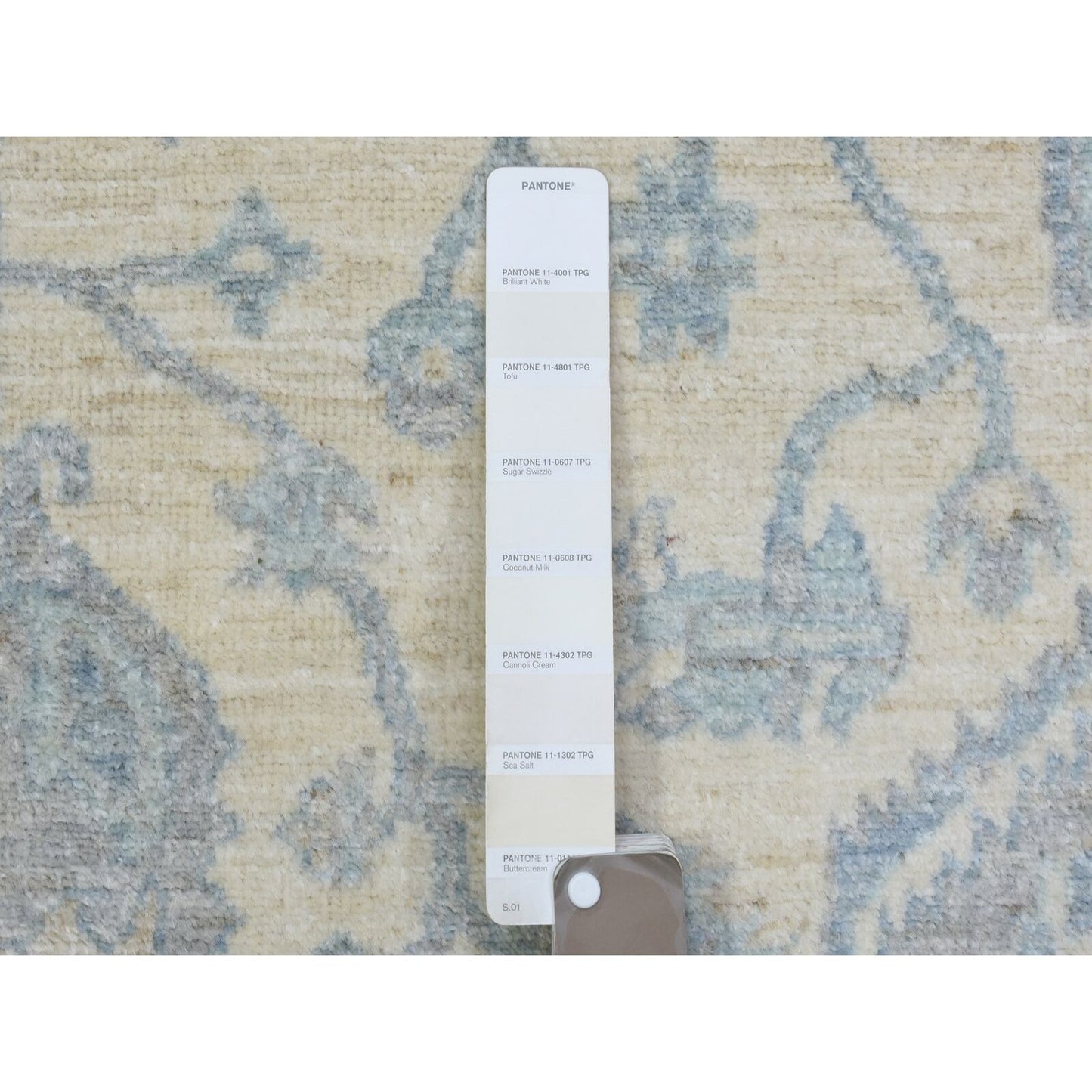 6'2"X8'9" Ivory White Wash Peshawar Organic Wool Hand Knotted Rug