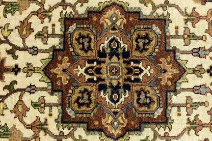 Heriz Serapi Oriental Runner Rug Geometric Design