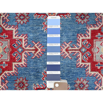 9'2"X11'9" Blue Hand Knotted Geometric Medallions Pure Wool Oriental Rug