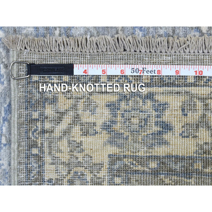 2'6"X9'9" Hand Knotted Gray Afghan Peshawar Extra Soft Wool Runner Rug