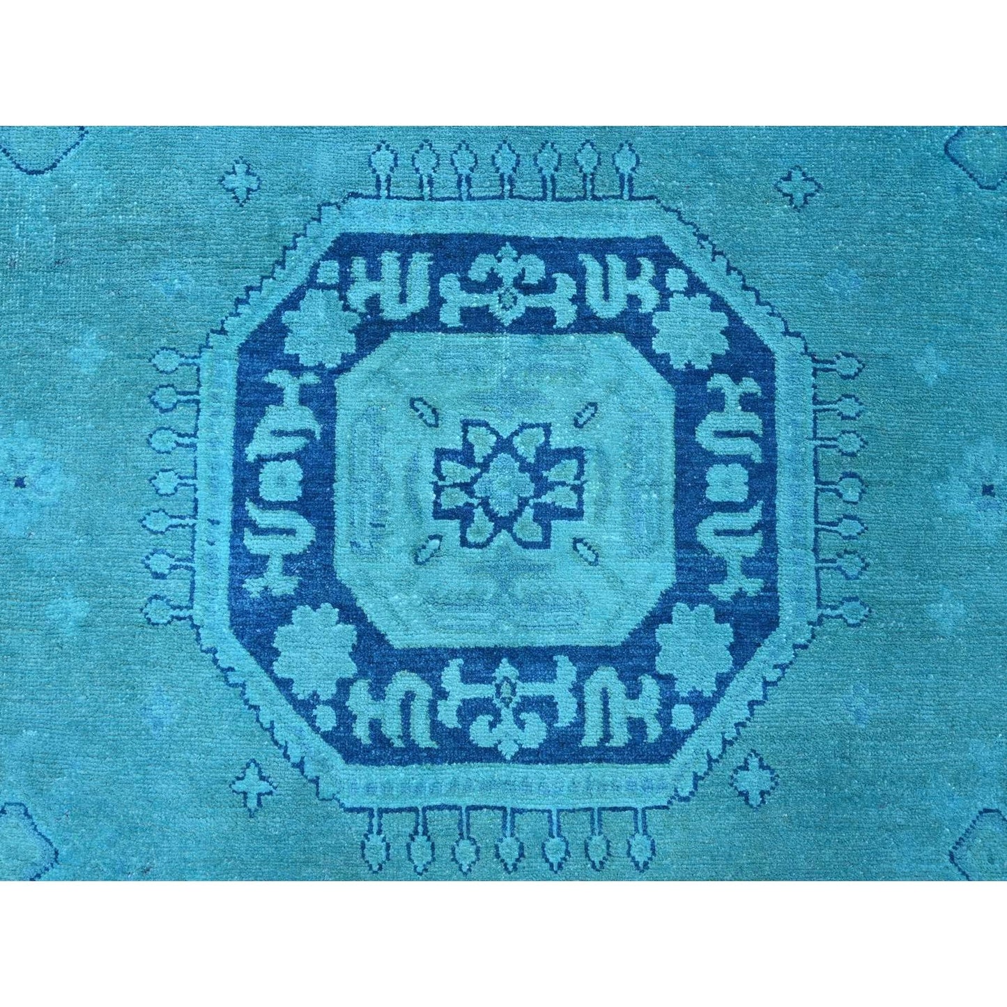 8'9"X11'7" Teal Overdyed Kazak All Over Design Hand Knotted 100% Wool Rug