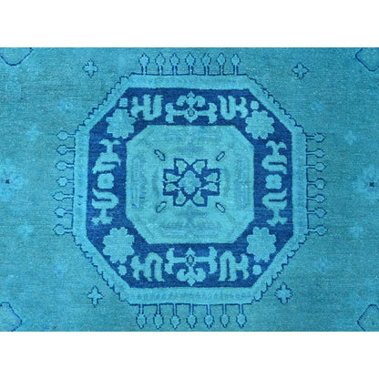 8'9"X11'7" Teal Overdyed Kazak All Over Design Hand Knotted 100% Wool Rug
