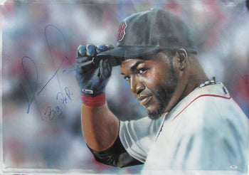 David Ortiz Hof Autographed 37X25 Canvas Boston
