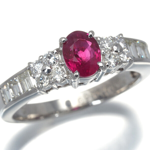 Ruby 0.69Ct Diamond 0.59Ct Ring 900 Platinum
