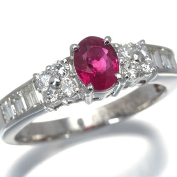 Ruby 0.69Ct Diamond 0.59Ct Ring 900 Platinum