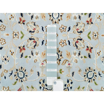 2'9"X8'4" Blue 250 Kpsi Soft Wool Hand Knotted Nain Design Runner Rug