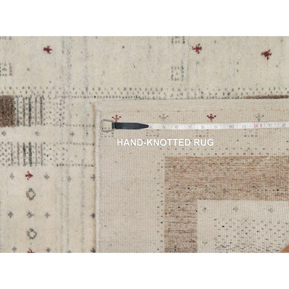 2'8"X8' Ivory Hand Knotted Lori Buft Modern Design Pure Wool Runner Rug