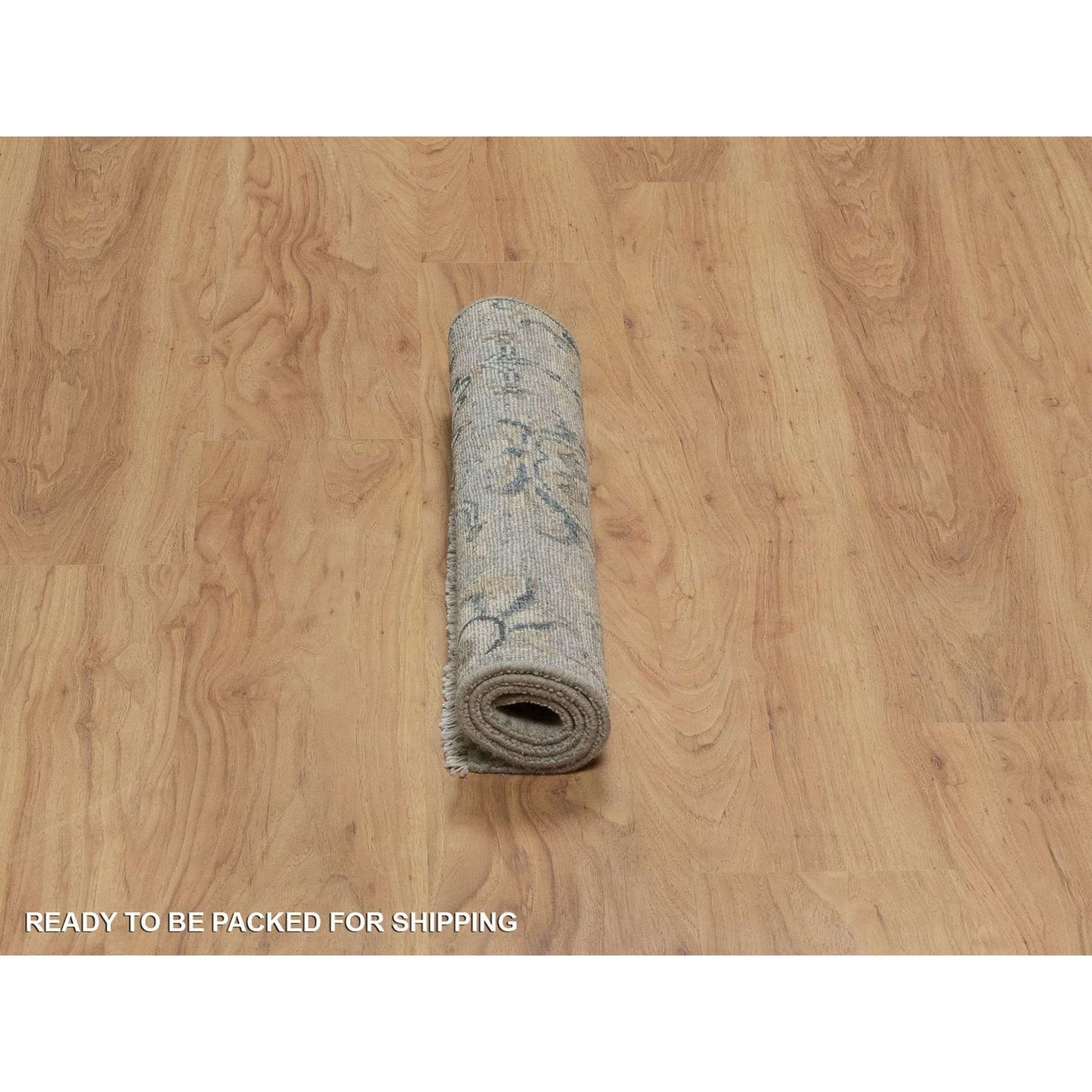 2'1"X3'1" Gray Broken Pattern Oushak Design All Wool Hand Knotted Mat Rug