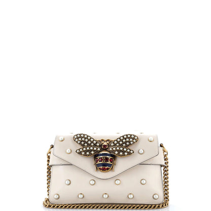 Gucci Broadway Pearly Bee Shoulder Bag Embellished Leather Mini