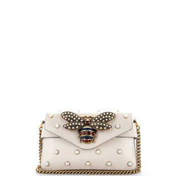 Gucci Broadway Pearly Bee Shoulder Bag Embellished Leather Mini