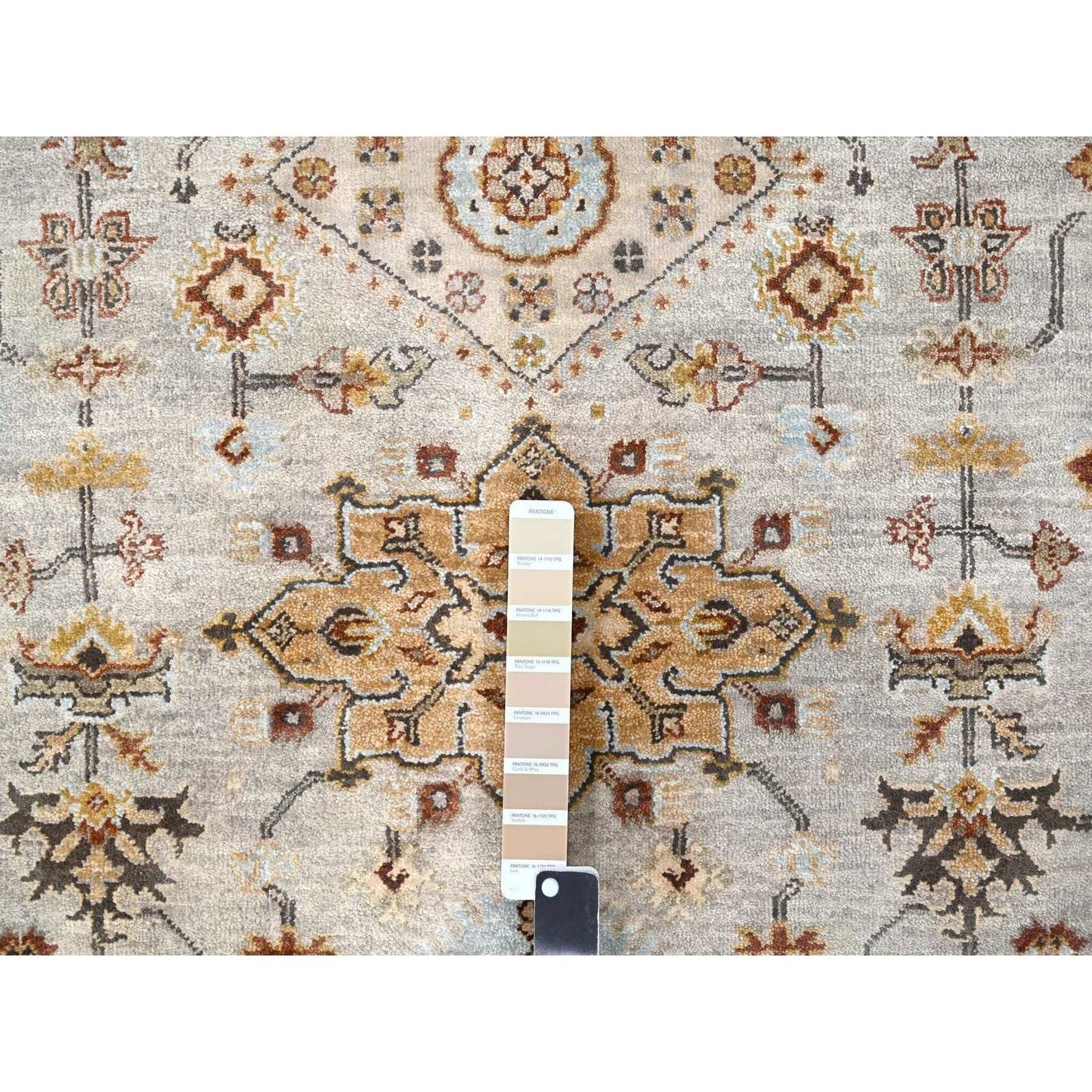 6'1"X11'10" Beige And Brown Karajeh Design Hand Knotted Wool Oriental Rug