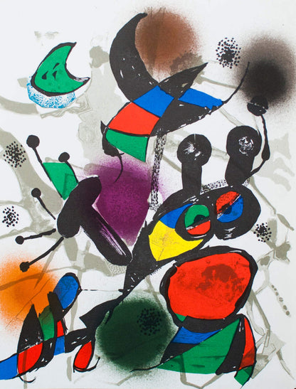 Multicol JOAN MIRO Litografia original II 13" x 9.75" Lithograph 1975 Surrealism