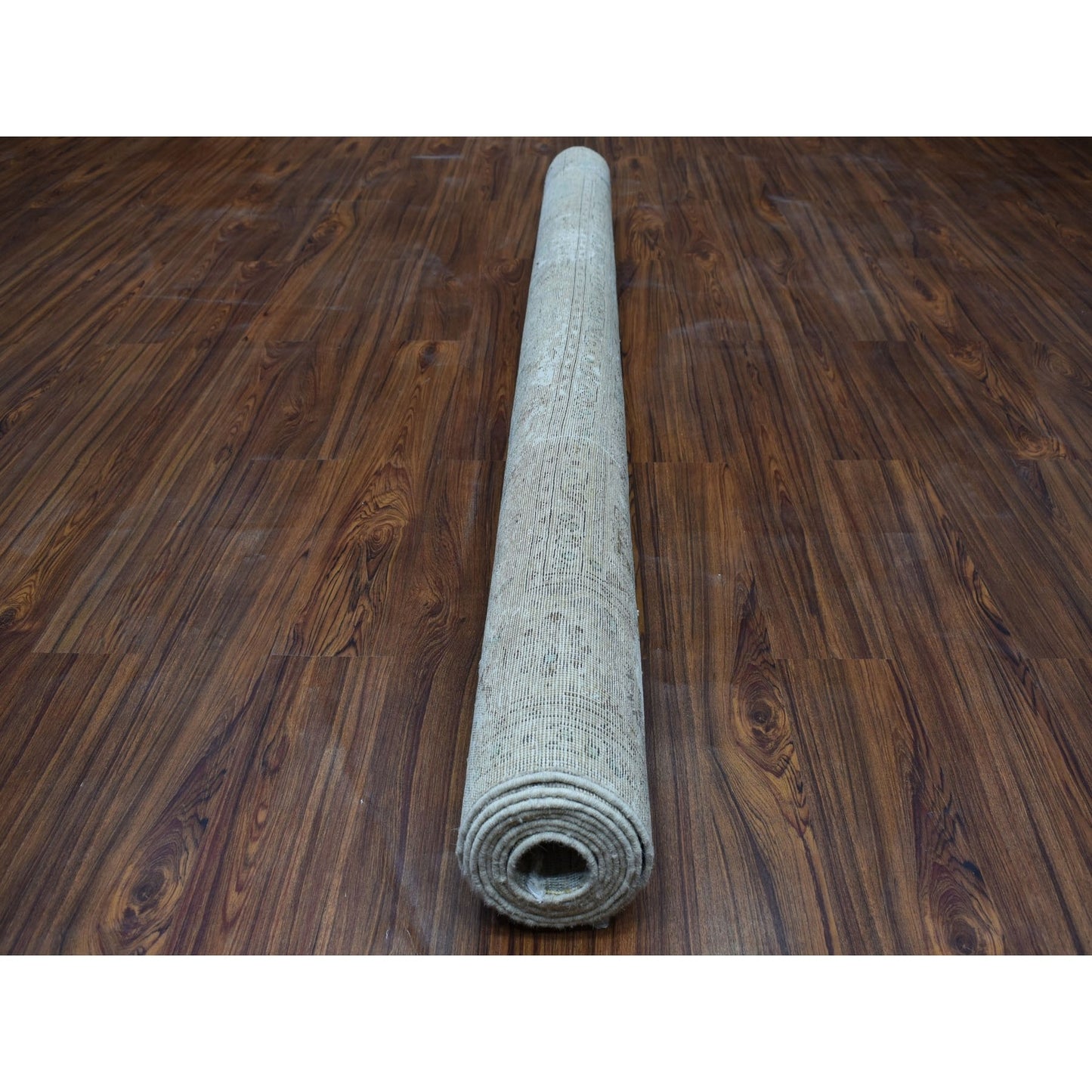 6'8"X9'6" Beige Vintage Worn Pile Hand Knotted Tribal Oriental Rug
