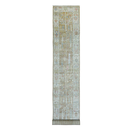 2'9"X19'5" Wool Hand Knotted Almond Brown Angora Oushak Xl Runner Rug