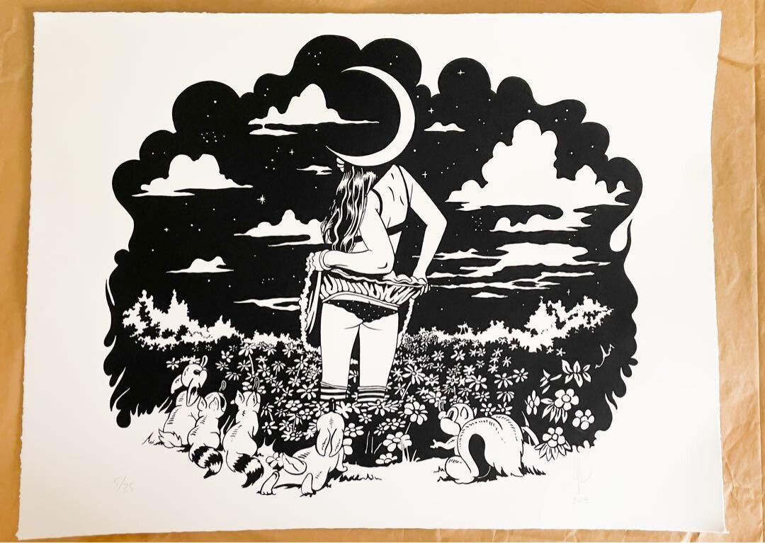 Victor Castillo Signed Original Silkscreen Print " Luna" 2014 Limited Edition 25