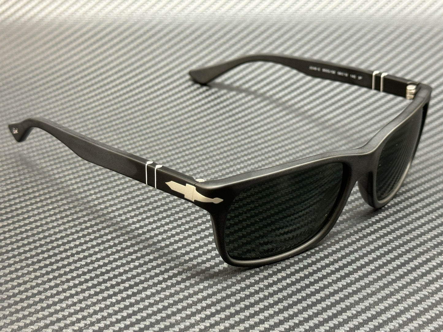 PERSOL PO3048S 900058 Matte Black Rectangle Polarized Men's 58 mm Sunglasses