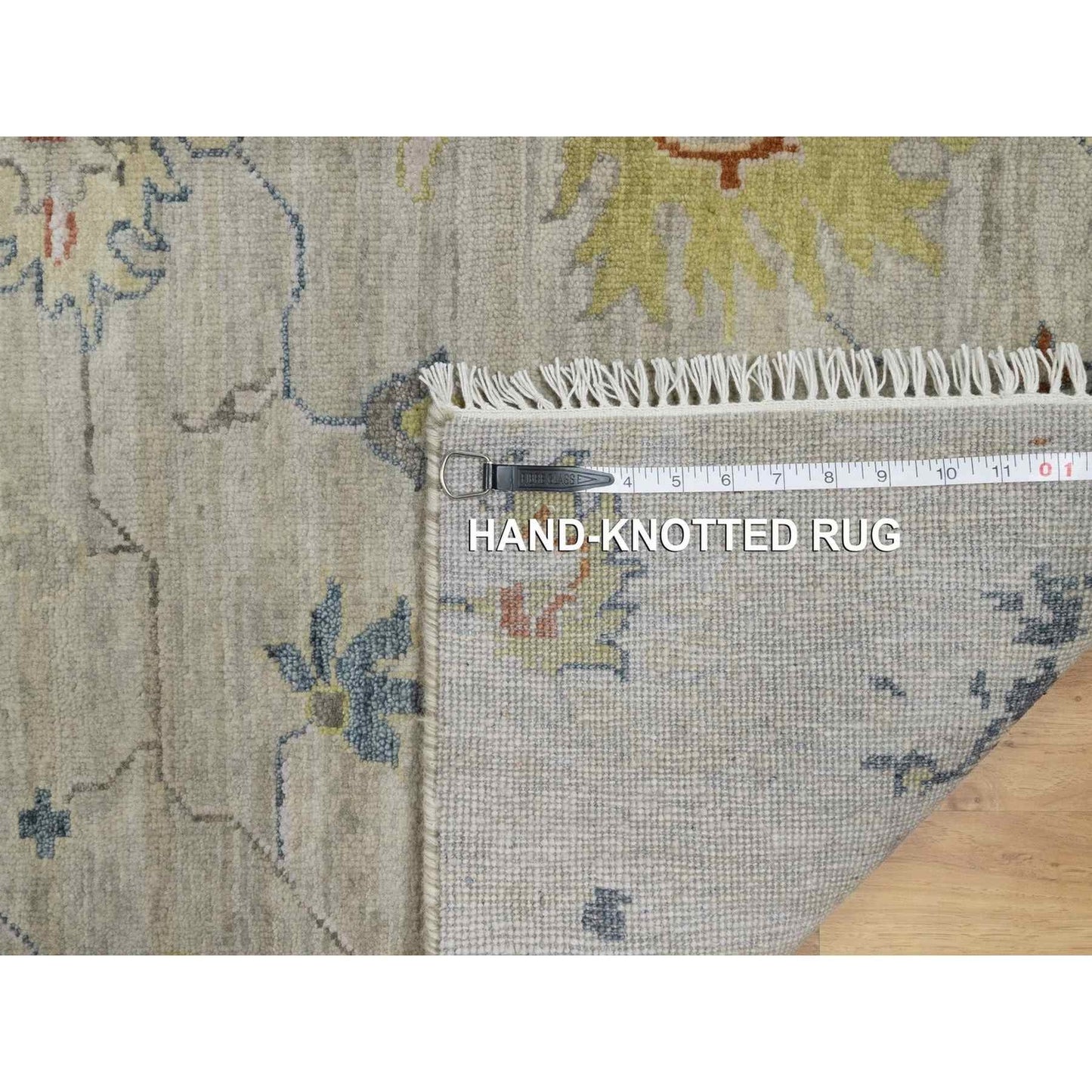 2'1"X3' Gray Broken Pattern Agra Design Pure Wool Hand Knotted Mat Rug