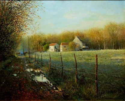 Jean Kevorkian "Le Moulin De Jarcy" 1978 Oil Painting French Landscape 25F