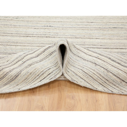 8'X8' Beige Hand Loomed Organic Wool Modern Oriental Rug
