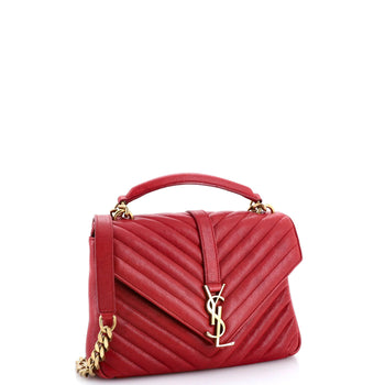Saint Laurent Classic Monogram College Bag Matelasse Chevron Leather Medium