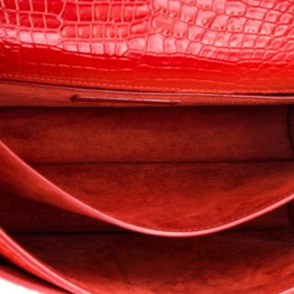 Saint Laurent Sunset Crossbody Bag Crocodile Embossed Leather Medium