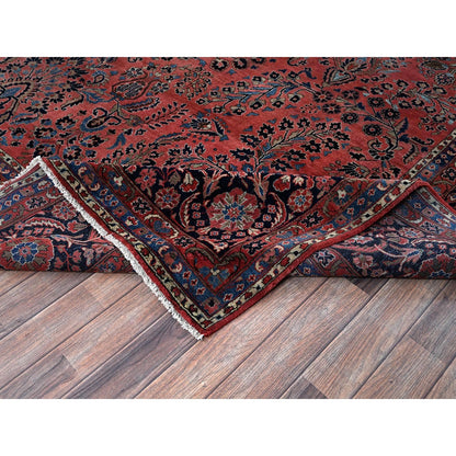 10'3"X13'9" Red Antique Zoroastrian Saroogh Hand Knotted Wool Oriental Rug